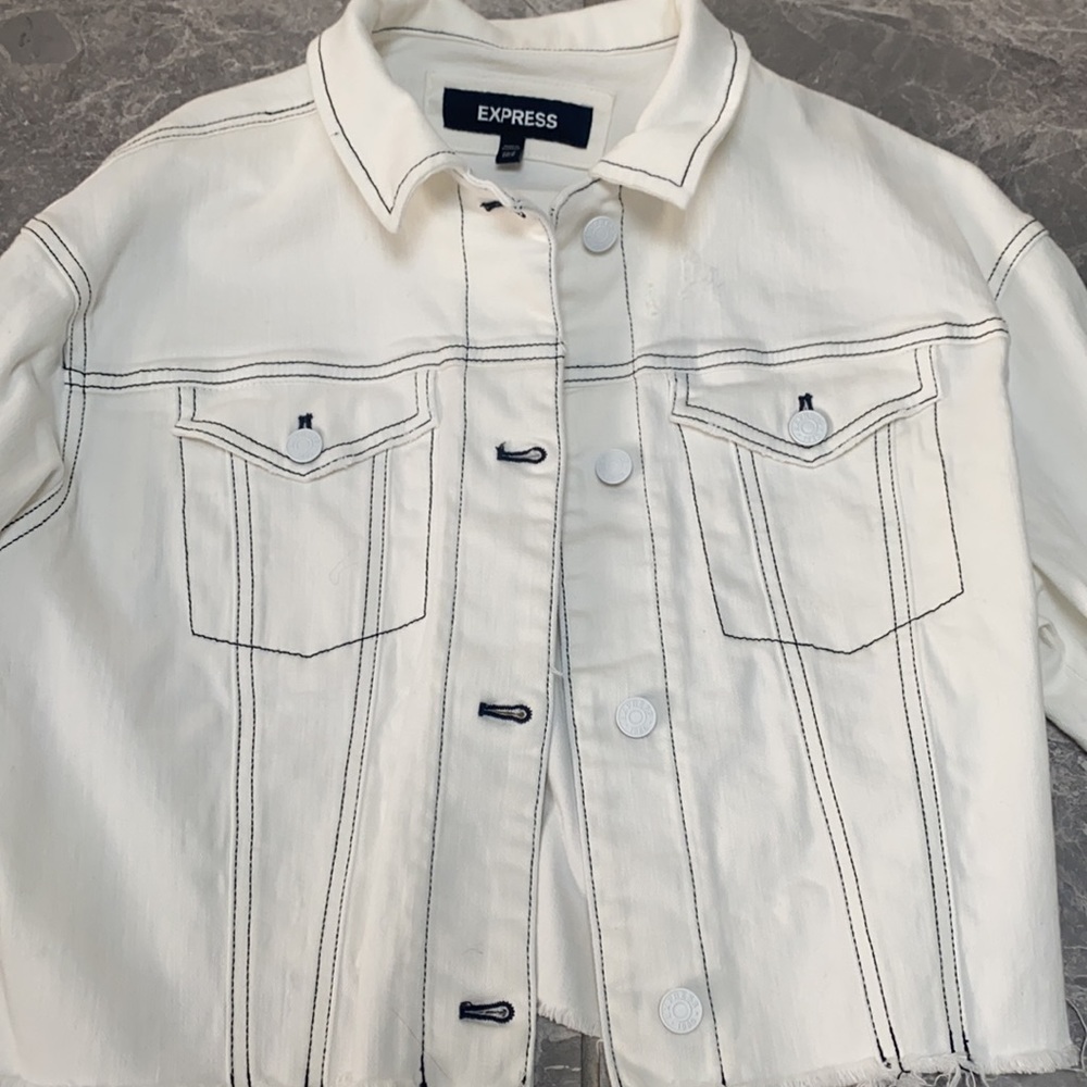 White Reverse Stitching Jean Jacket - image 2